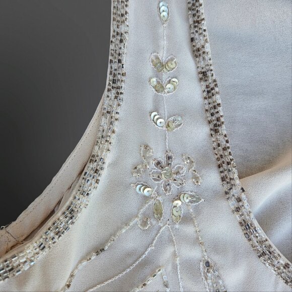 Vintage Y2K Beaded Art Deco Top Blouse Size M Sleeveless Fairy Boho Loose Flowy - Picture 7 of 11